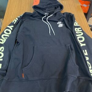 Nike Black Hooded Sweatshirt with Neon Sleeve Text